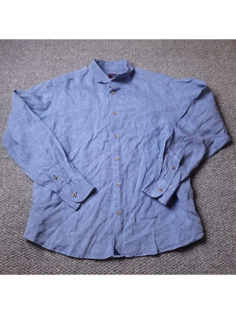 UNTUCKit Linen Shirt Mens XL Blue Button Long Sleeve Cotton Blend